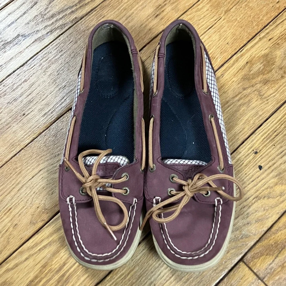 Sperry Top-Sider Womens Angelfish Boat Shoes Burgundy‎ Leather Mesh 7